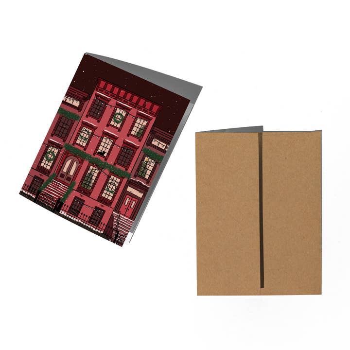 Boss Dotty Paper Co. - Vente Cartes de Noël - Carte Brownstone des Fêtes1