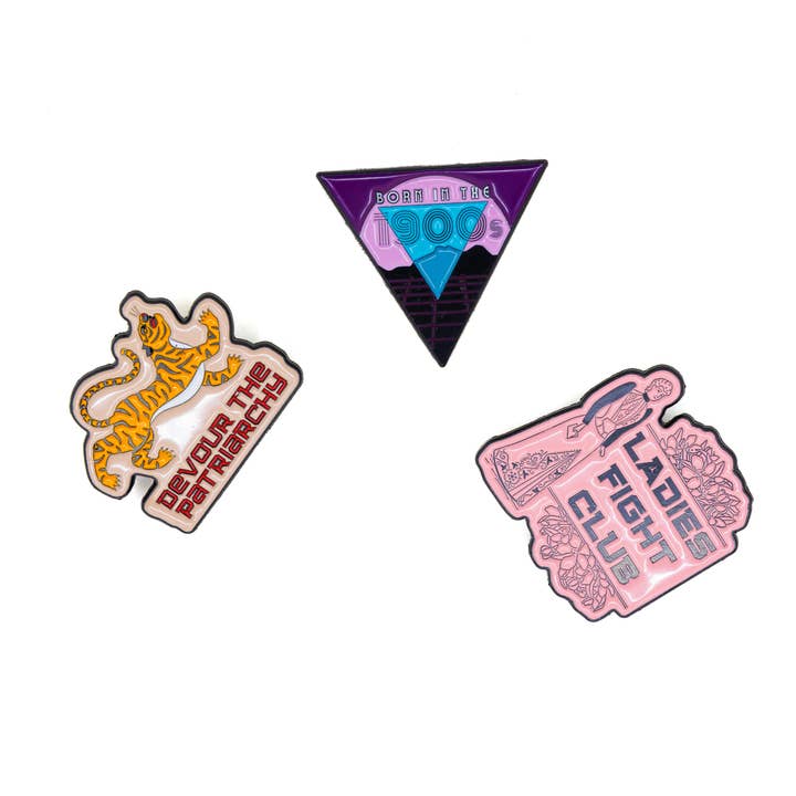GetBullish - Wholesale Lapel Pin/Button - Ladies Fight Club Enamel Pin Victorian Funny Lapel Pin