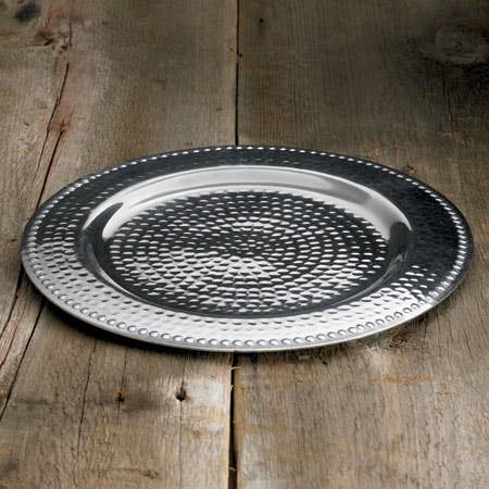 India Handicrafts Inc - Wholesale Charger Plate - Beaded Border Hammered Charger1