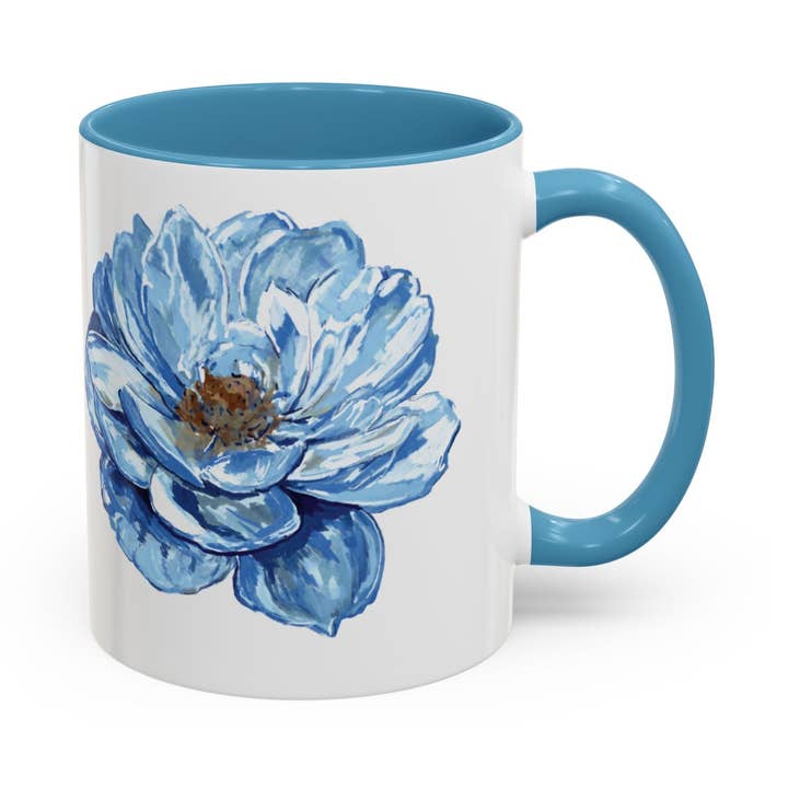 Elegante Kaffeetasse mit Blumenakzent - Blaues Blumendesign für den Großhandel von Blue Cava