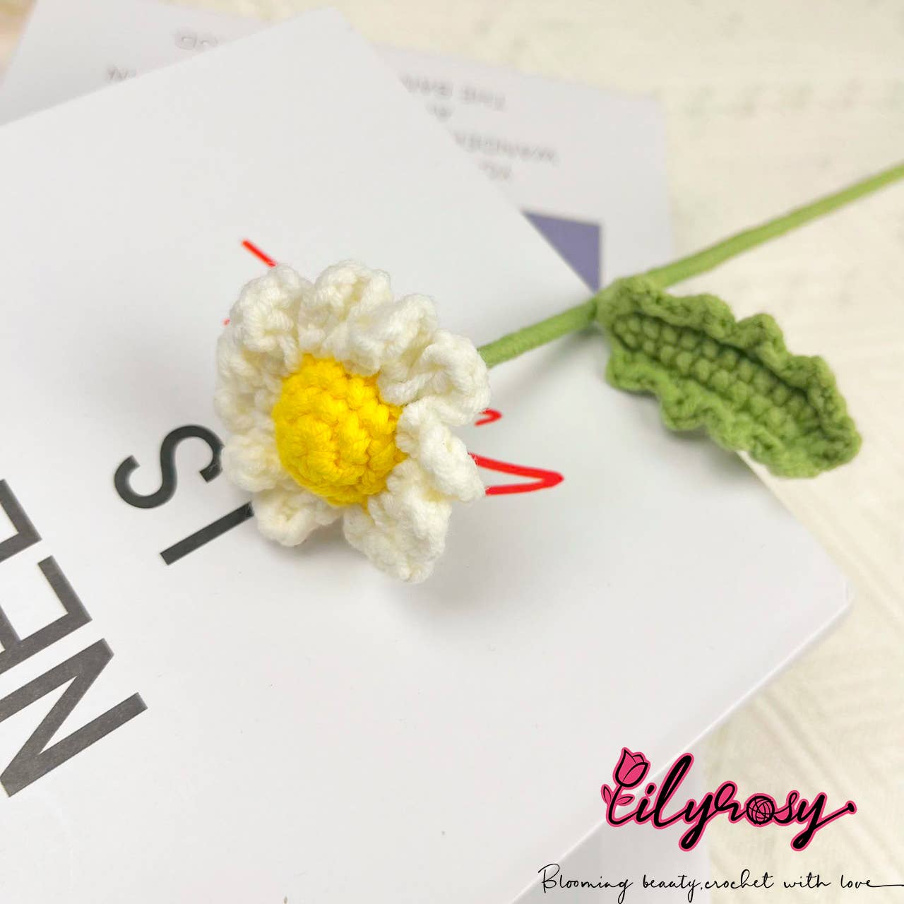 Lilyrosy（Duty free) - Wholesale Artificial Flowers - Crochet Daisy Flower, Handmade Gifts for her, Home decor0