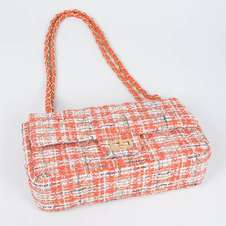 3AM BY H&D ACCESSORIES - Wholesale Shoulder Bag - Women's - Quilted Tweed Flap Shoulder Bag7