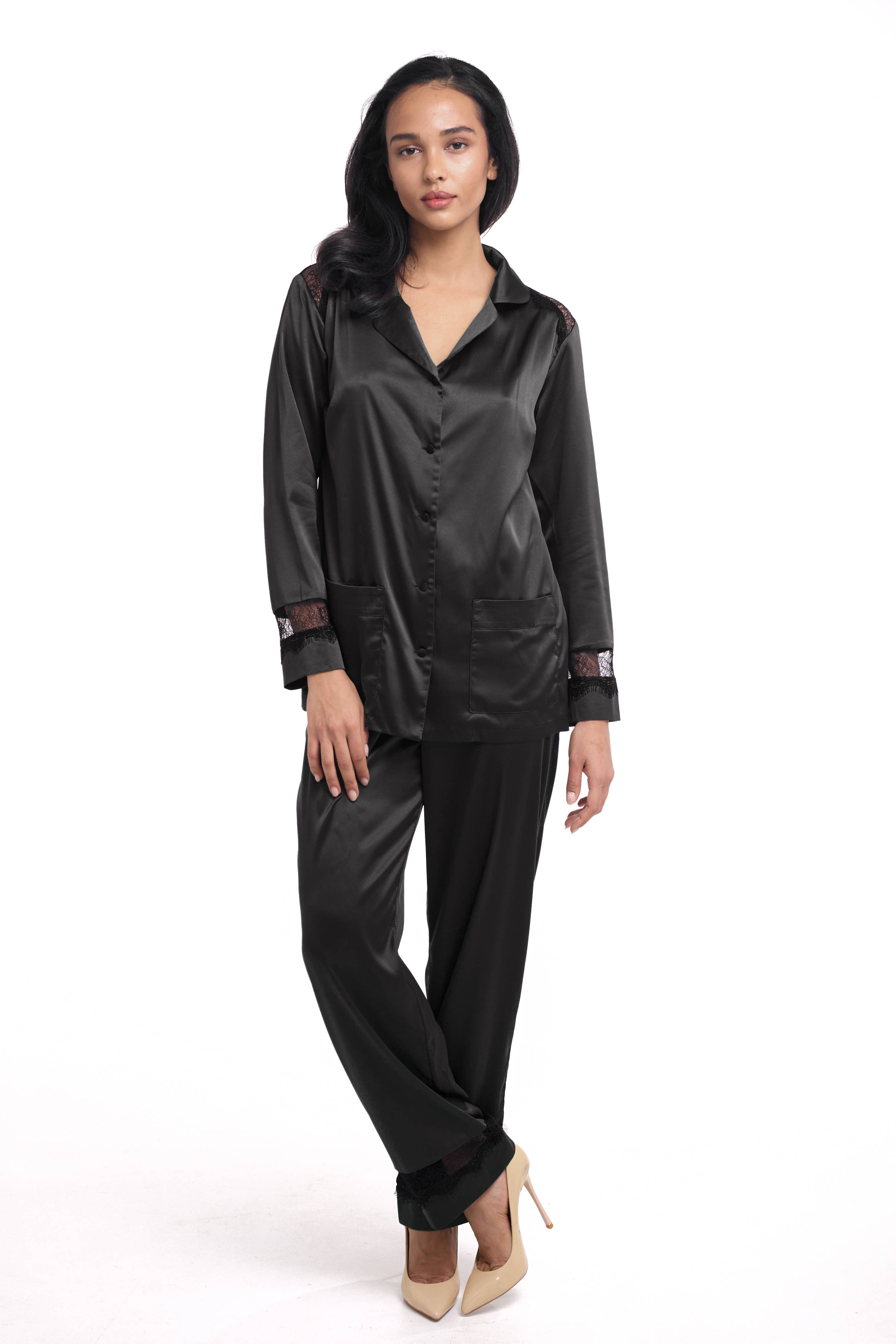 IDENTITY LINGERIE – wholesale Sleepwear set – Women's – 100% Silk Pyjamas, Silk Pajamas, Pure Silk PJs, 19 Momme Sil3