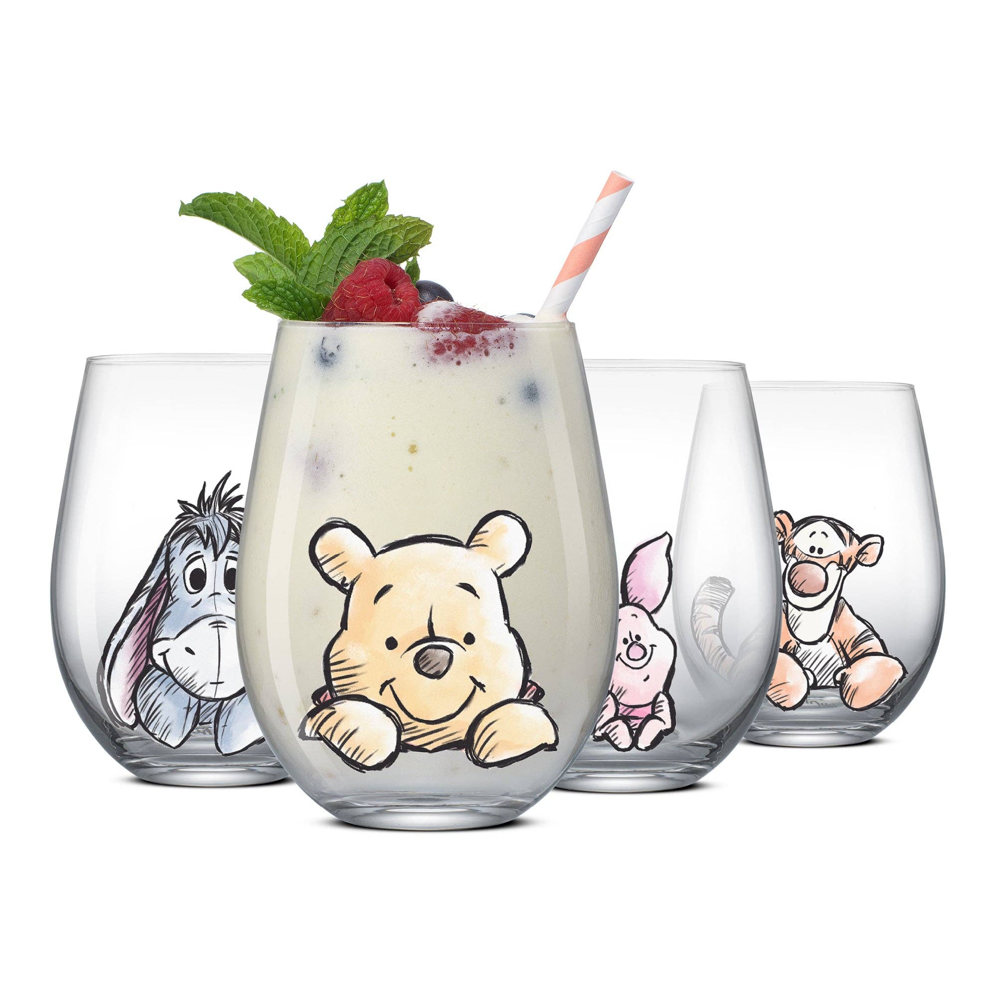 JoyJolt – wholesale Drinking glass/cup – Disney Winnie the Pooh Stemless Drinking Glasses0