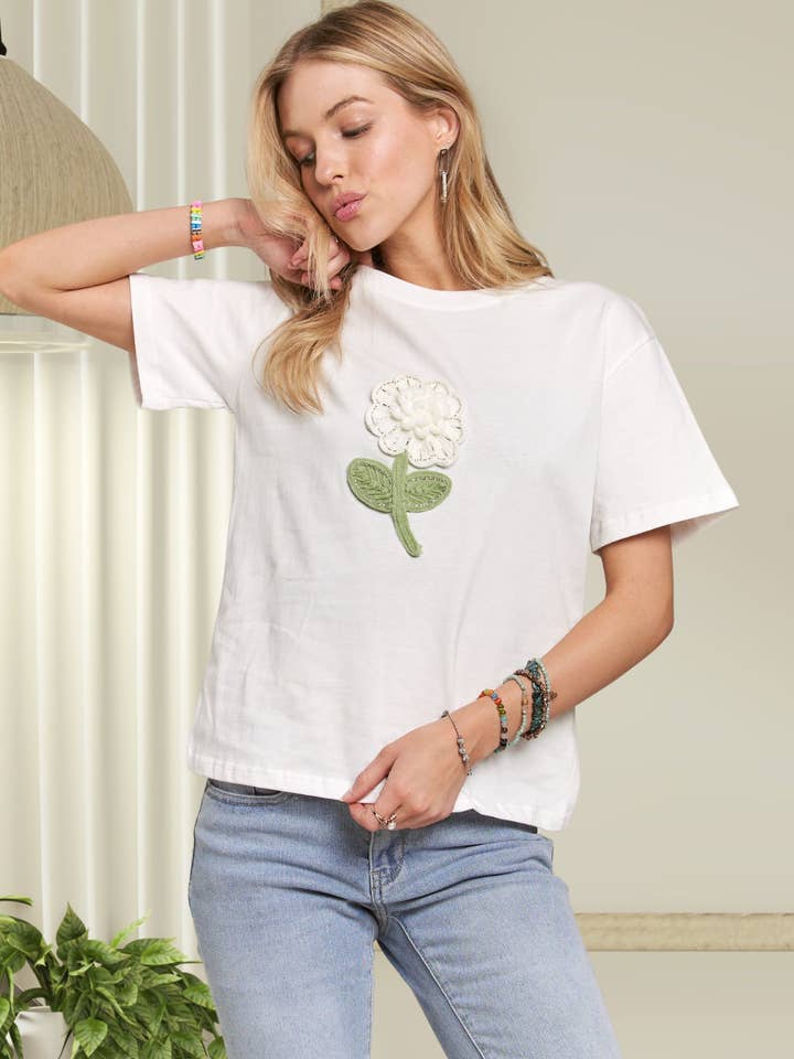 WHITE CET3631 - BEADS PATCH TOP for wholesale on Faire