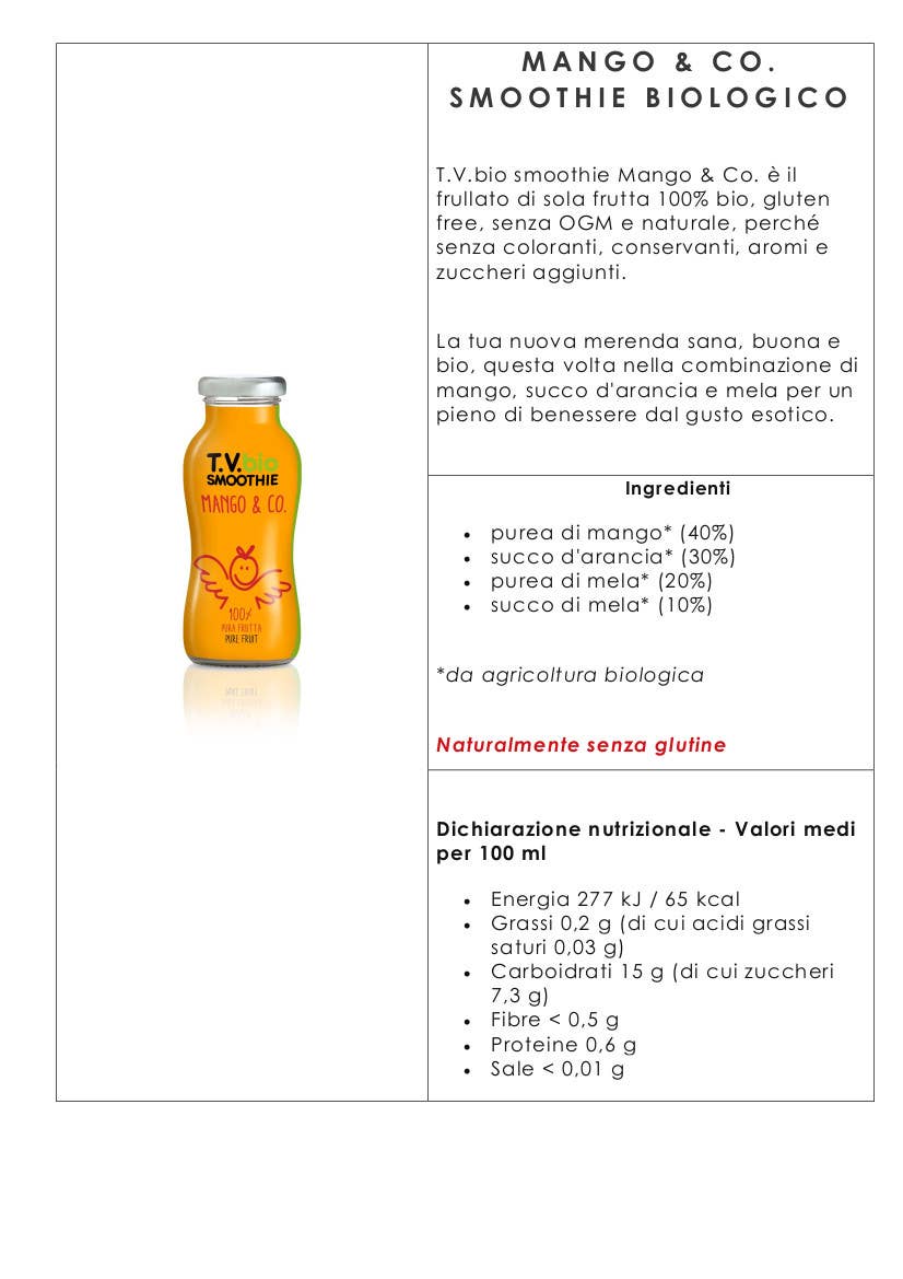 Metina SAS – Sumo de fruta por atacado – Mango & Co. Bebida Biológica Smoothie Cl.201