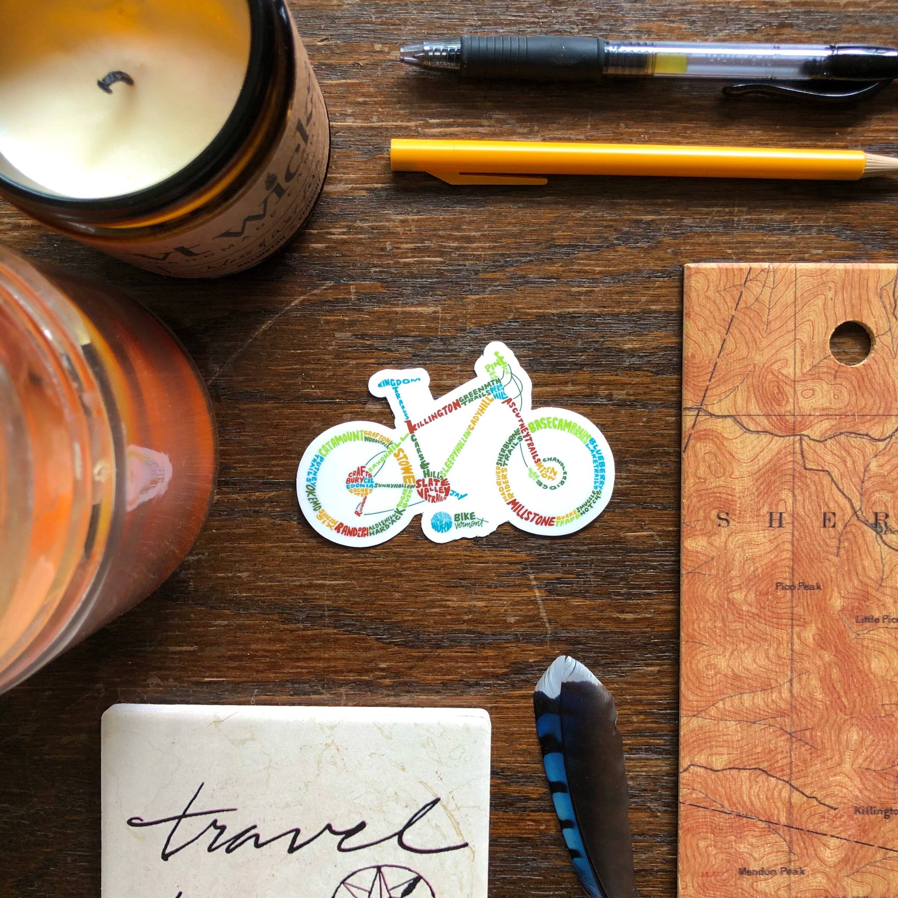 Wander On Words - Wholesale Sticker - Hand-Lettered Mountain Bike Vermont Sticker3