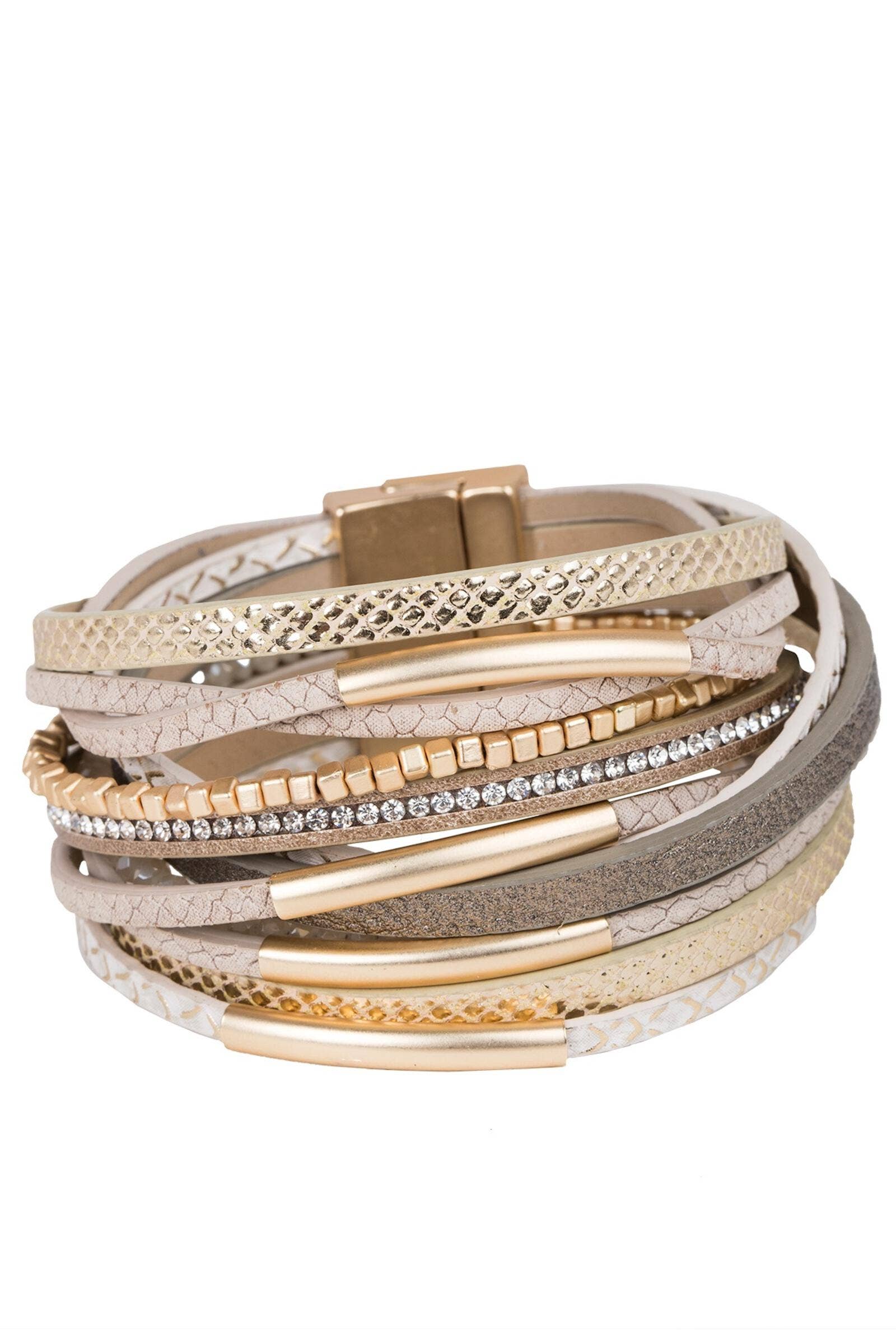 SAACHI - Wholesale Beaded Bracelet - Glimmer Leather Bracelet7