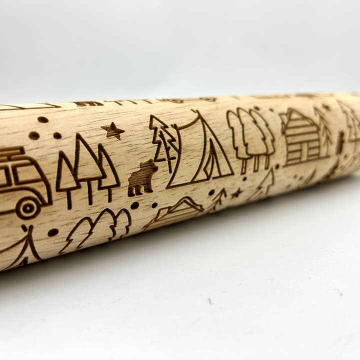 Embossed Camping With Cubs Rolling Pin – Baking & Pottery for wholesale by Sweet Rolling Pins