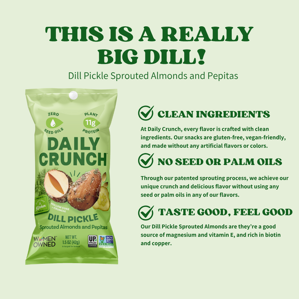 Daily Crunch - Wholesale Nuts - Dill Pickle Sprouted Almonds, 1.5oz Single Serve4