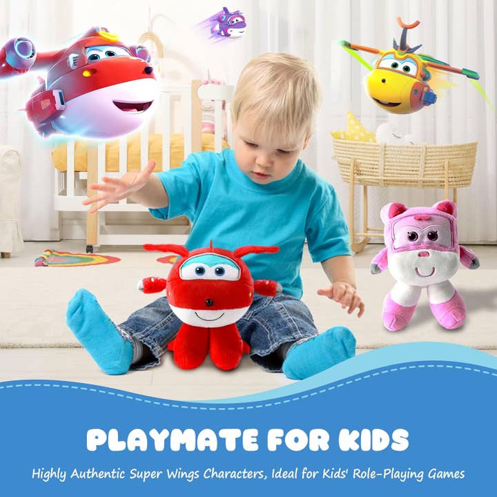 Alpha Toys - Wholesale Stuffed/Plush Toy - Kids & Baby - Super Wings Plush Toys 7" Jett plush and 7" Dizzy plush6