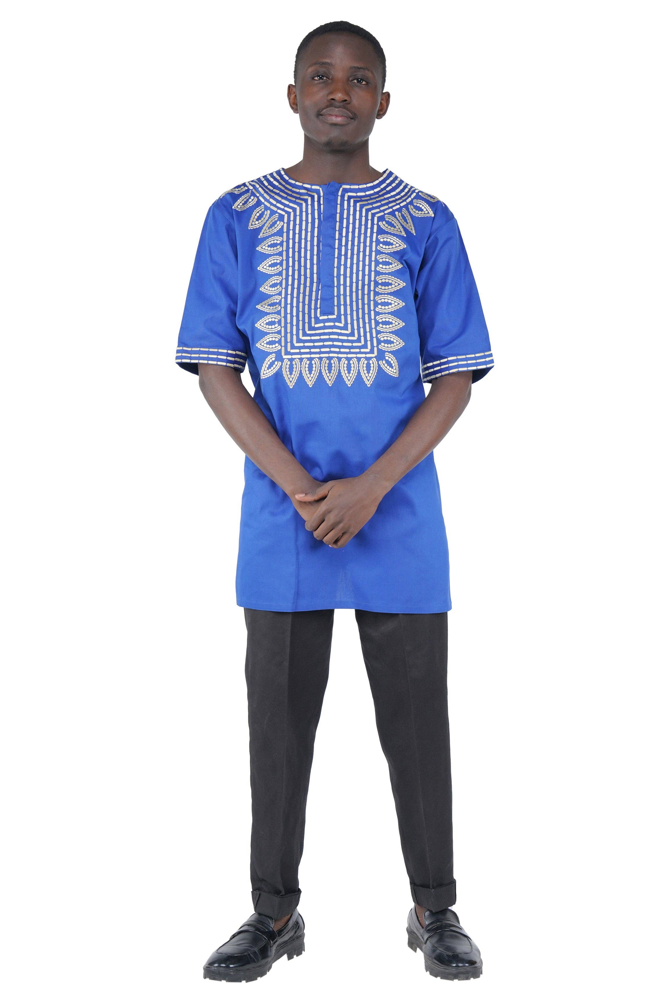 Satsuma Wholesale - Wholesale T-Shirt - Unisex - Royal Blue Gold Embroidered T'Challa Short Sleeves Shirt | L to 5XL2