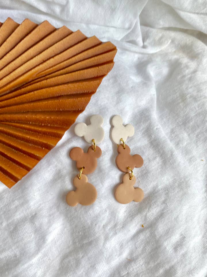 Terracotta Mickey trio dangles for wholesale by Terra Made