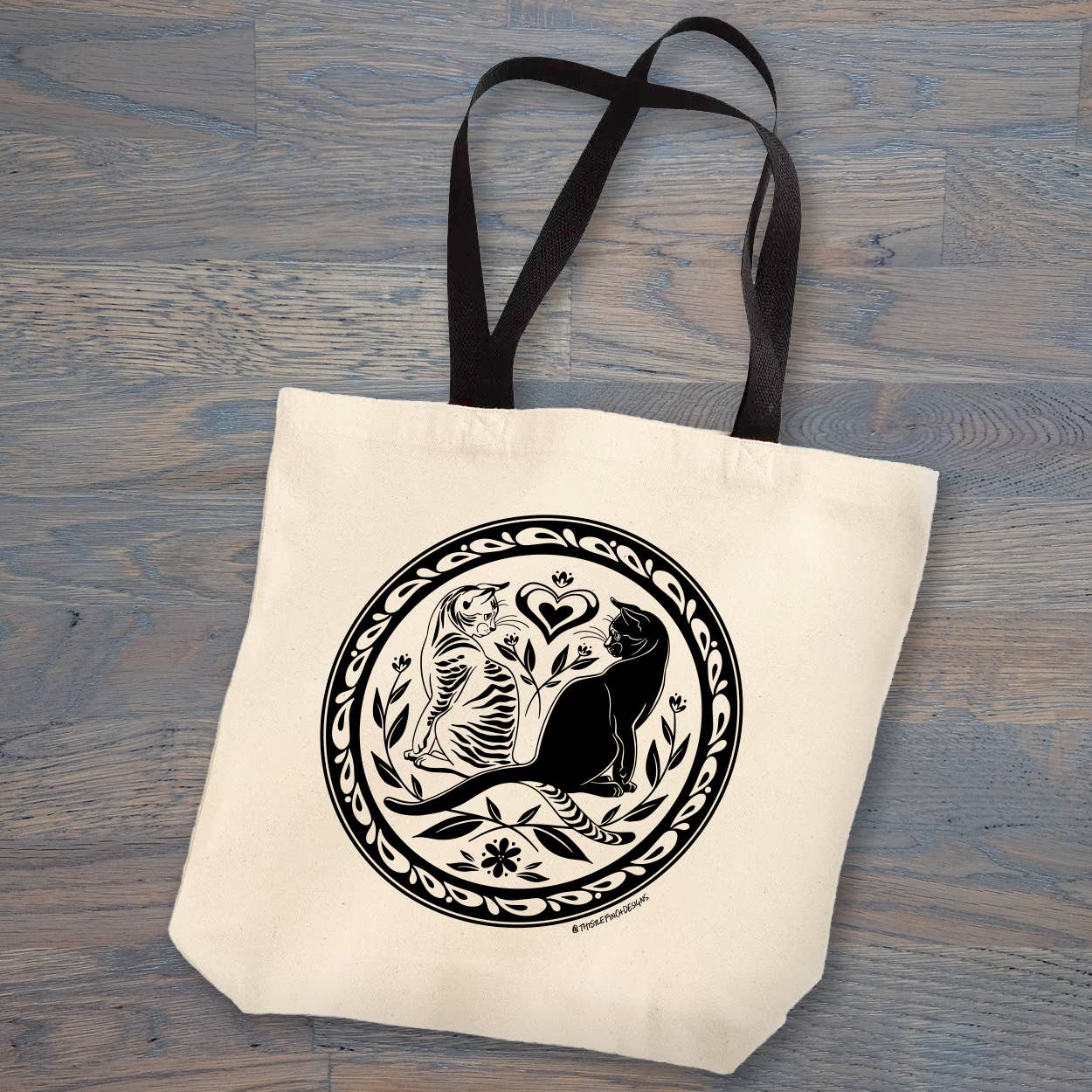 Thistle Finch Designs - Wholesale Tote Bag - Unisex - House Cat Hex Sign PA Dutch Tote Bag1