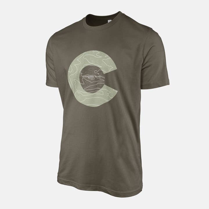 Hinterland Outdoors - Wholesale Screen Printed T-Shirt - Unisex - Quandary Peak Topo 14er Colorado Shirt - Unisex Short Sleeve3