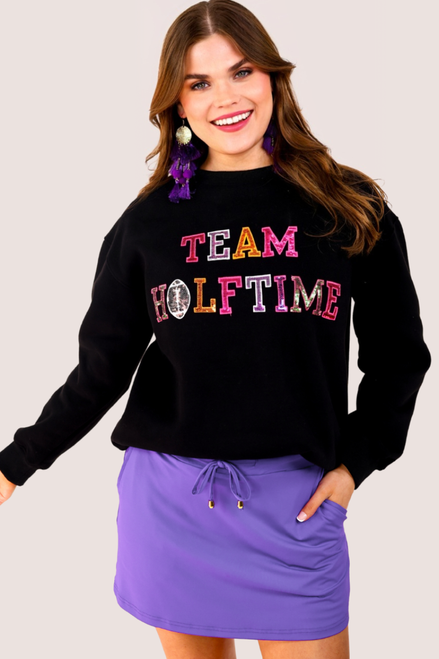 Black Team Halftime Patch Sweatshirt for wholesale on Faire14