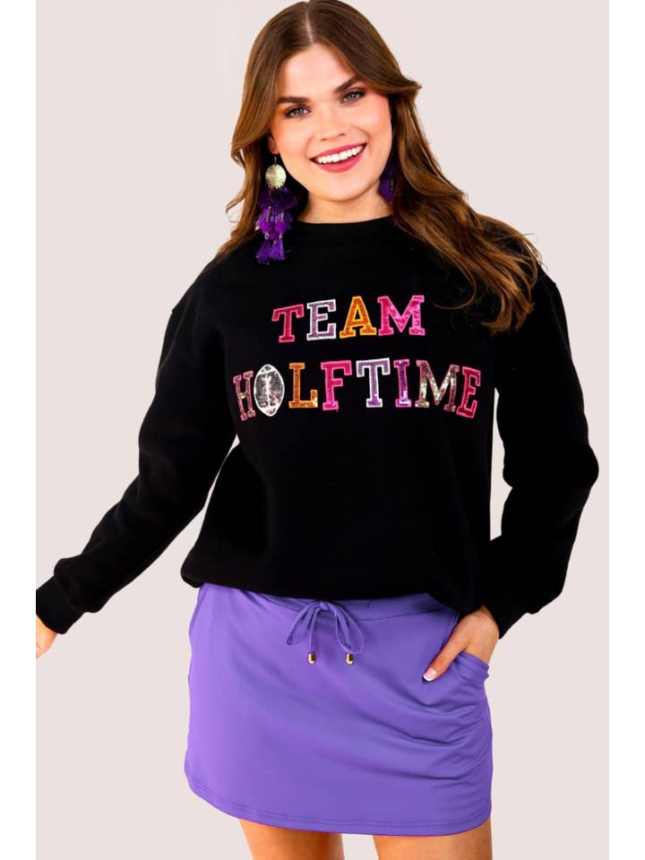 Black Team Halftime Patch Sweatshirt for wholesale on Faire14