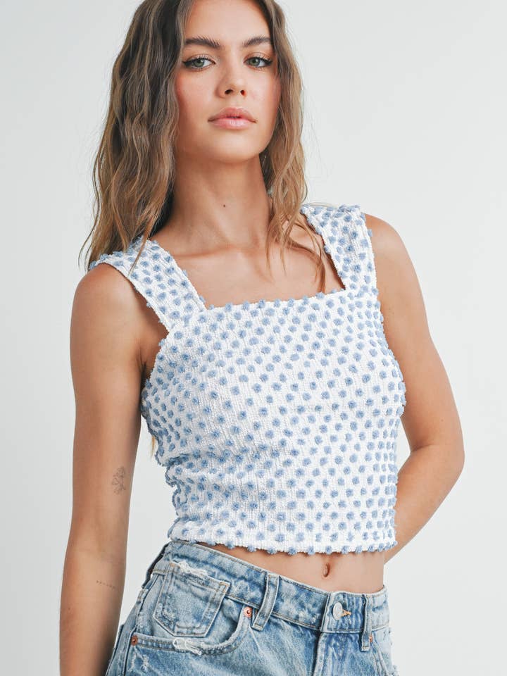 Patterned Sleeveless Stretchable Tank Top - BMT7417 for wholesale by BUTTERMELON