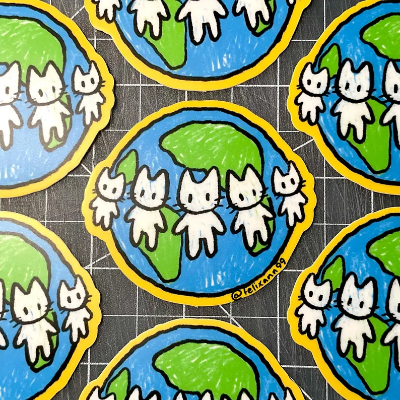 felixann99 - Wholesale Sticker - Earth Cats Vinyl Sticker For Kindle, Laptop, Journal1