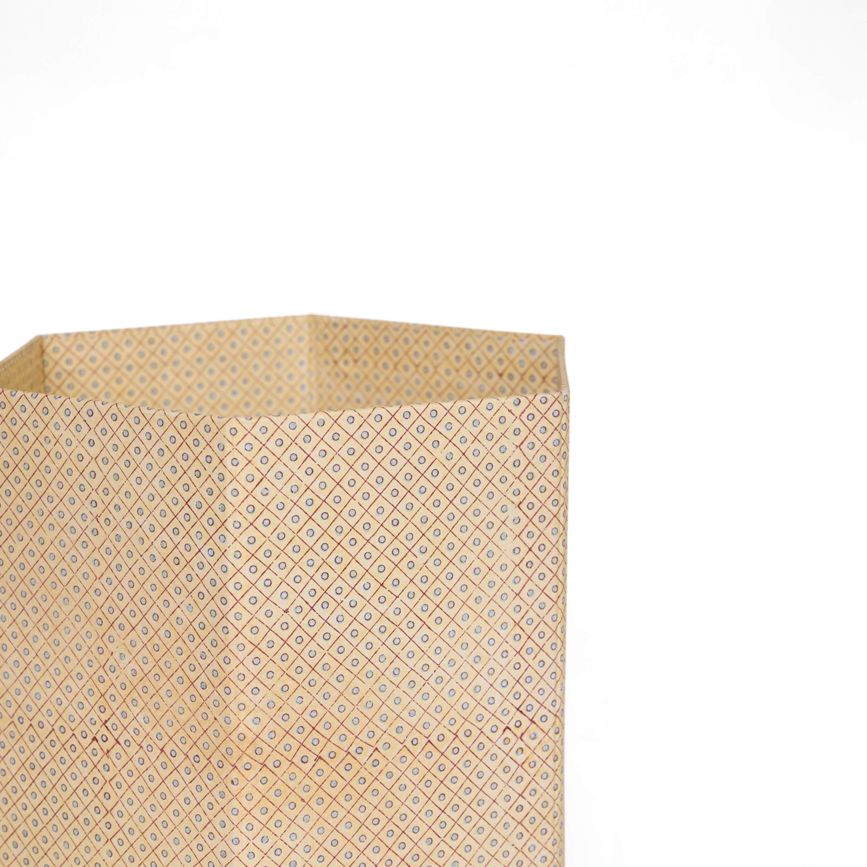 Craft Boat - Wholesale Basket - BLOCK PRINTED HEXAGON COLLAPSIBLE BASKET - DOT & GRID DESERT5