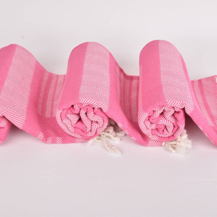 Organic Turkish Towels - Wholesale Beach Towel - Beach Towels, Pink Chevron Towel for Relaxation8