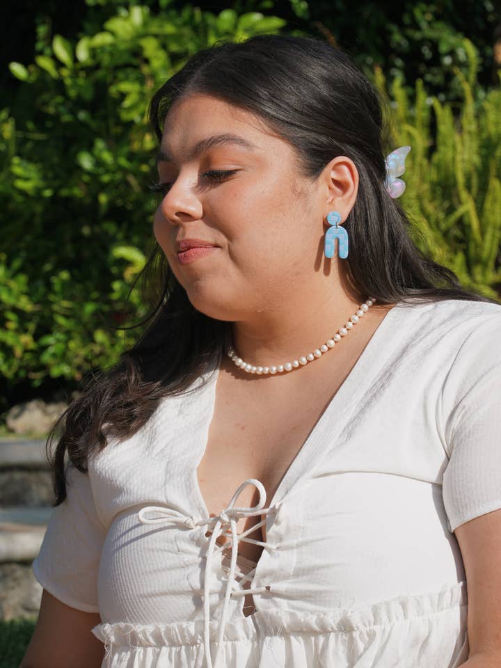 Arches à damier Lola - Bleu ciel pour la vente par LabelleBoutiqueandco