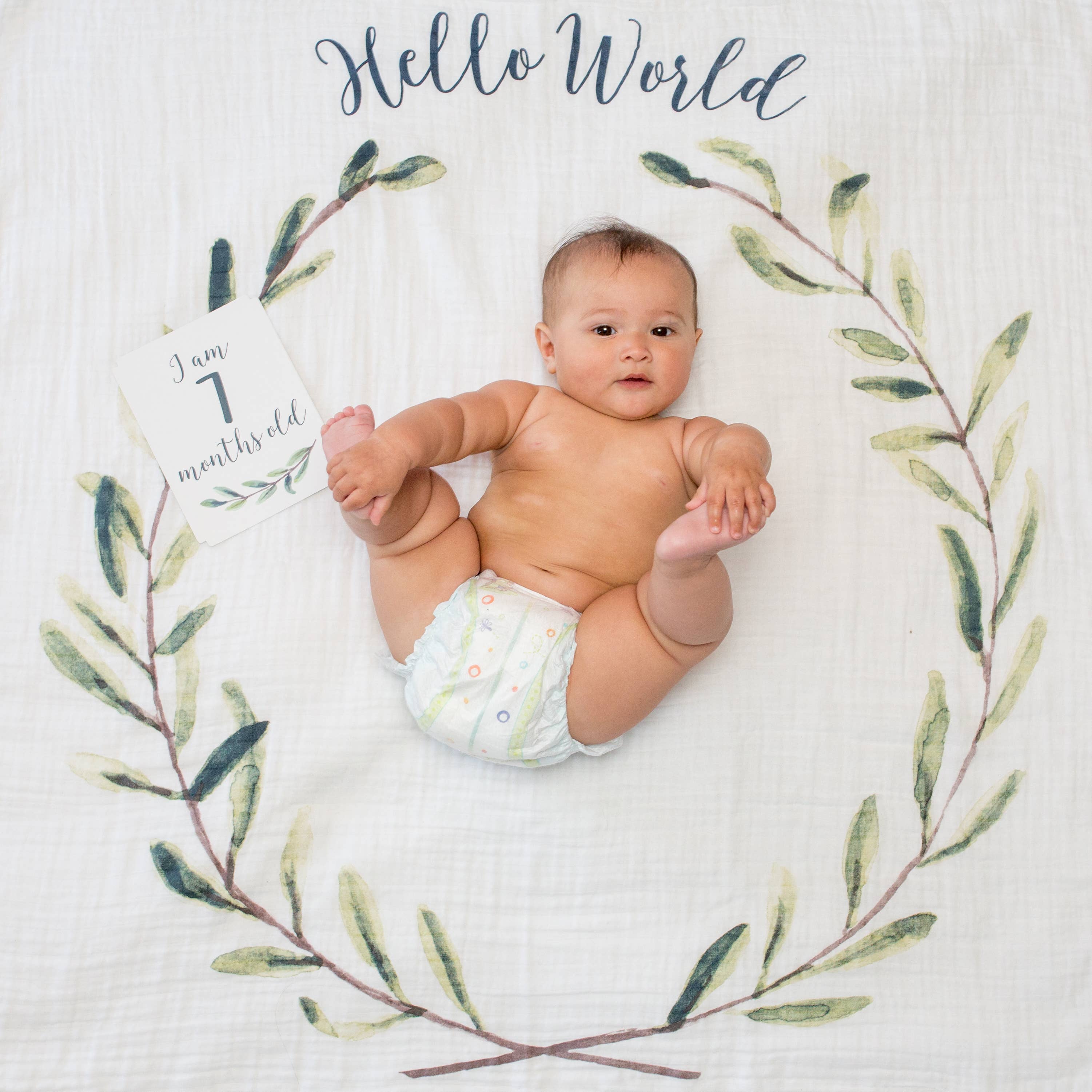 Lulujo Baby - Wholesale Milestone Art/Keepsake - Kids & Baby - Baby’s 1st Year Swaddle & Milestone Card Gift Set- Hello!5