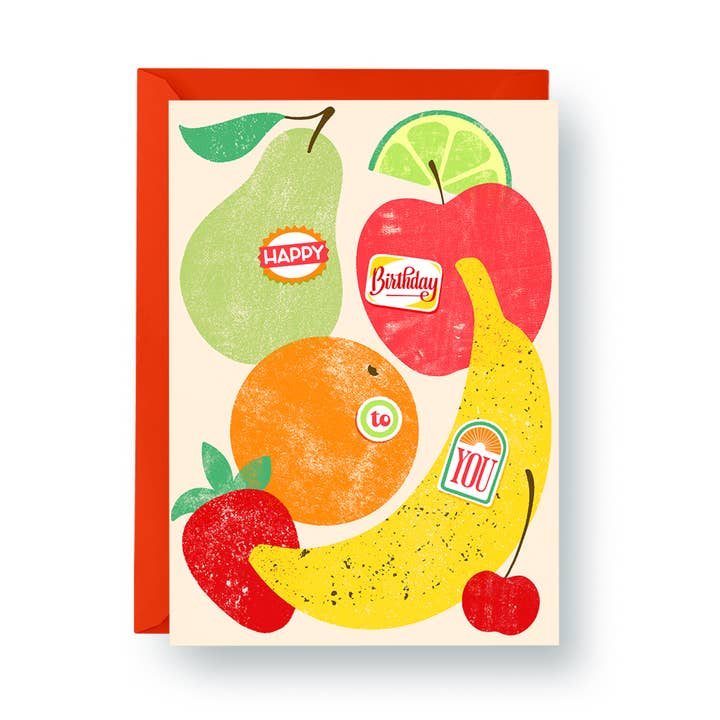 Happy Birthday to You (Fruit Stickers) - A2 Card for wholesale by hey, alissandra