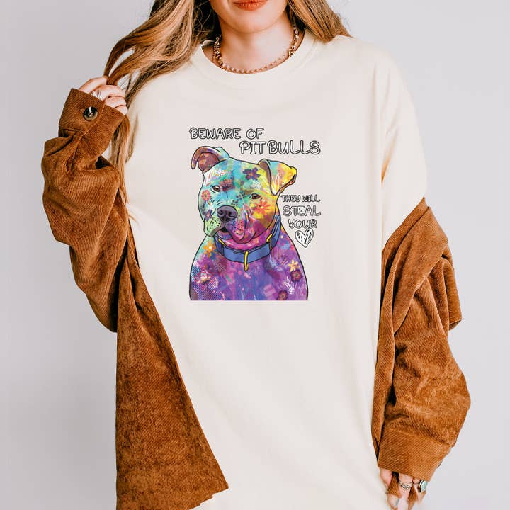 Expression Tees - Wholesale Screen Printed T-Shirt - Unisex - Beware Of Pit Bulls, They Will Steal Your Heart Vintage Soft Unisex T-shirt9