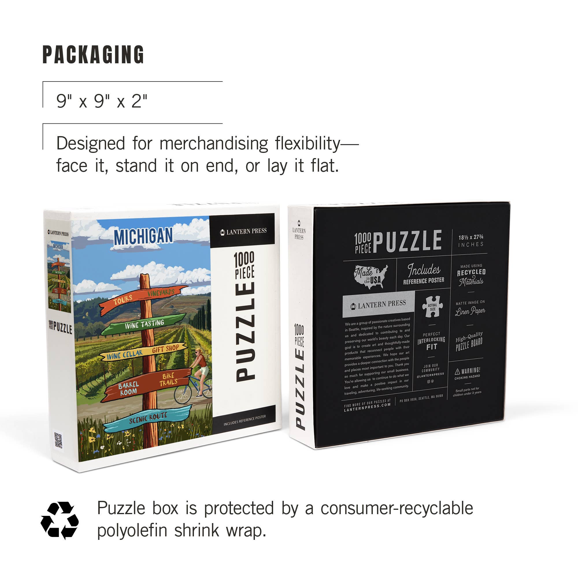 Lantern Press - Wholesale Puzzle - Adult - 1000 PIECE PUZZLE Michigan, Signpost, Vineyard7