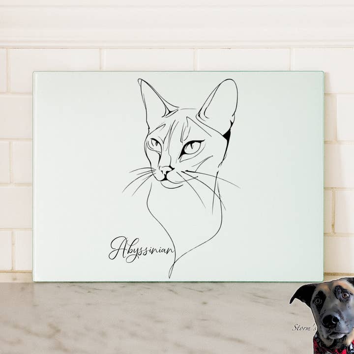 Line Art Cat Chopping Board - 30 breeds - 2 sizes for wholesale by Storms Style
