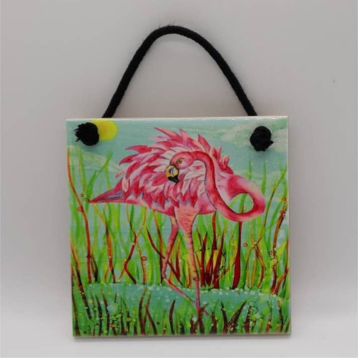 Telha cerâmica permanente Flamingo por atacado de Florida Vibes Art / Mungo Key Designs