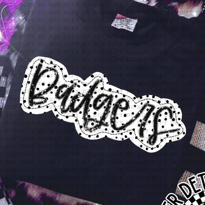 Mascotte a pois bianchi e neri DTF Transfer per la vendita all'ingrosso da parte di Sweet and Sassy Tees