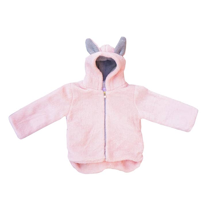 Baby Girls Winter Faux Fur Cotton Hoodies Coats Gray Pink for wholesale by Angeline Kids