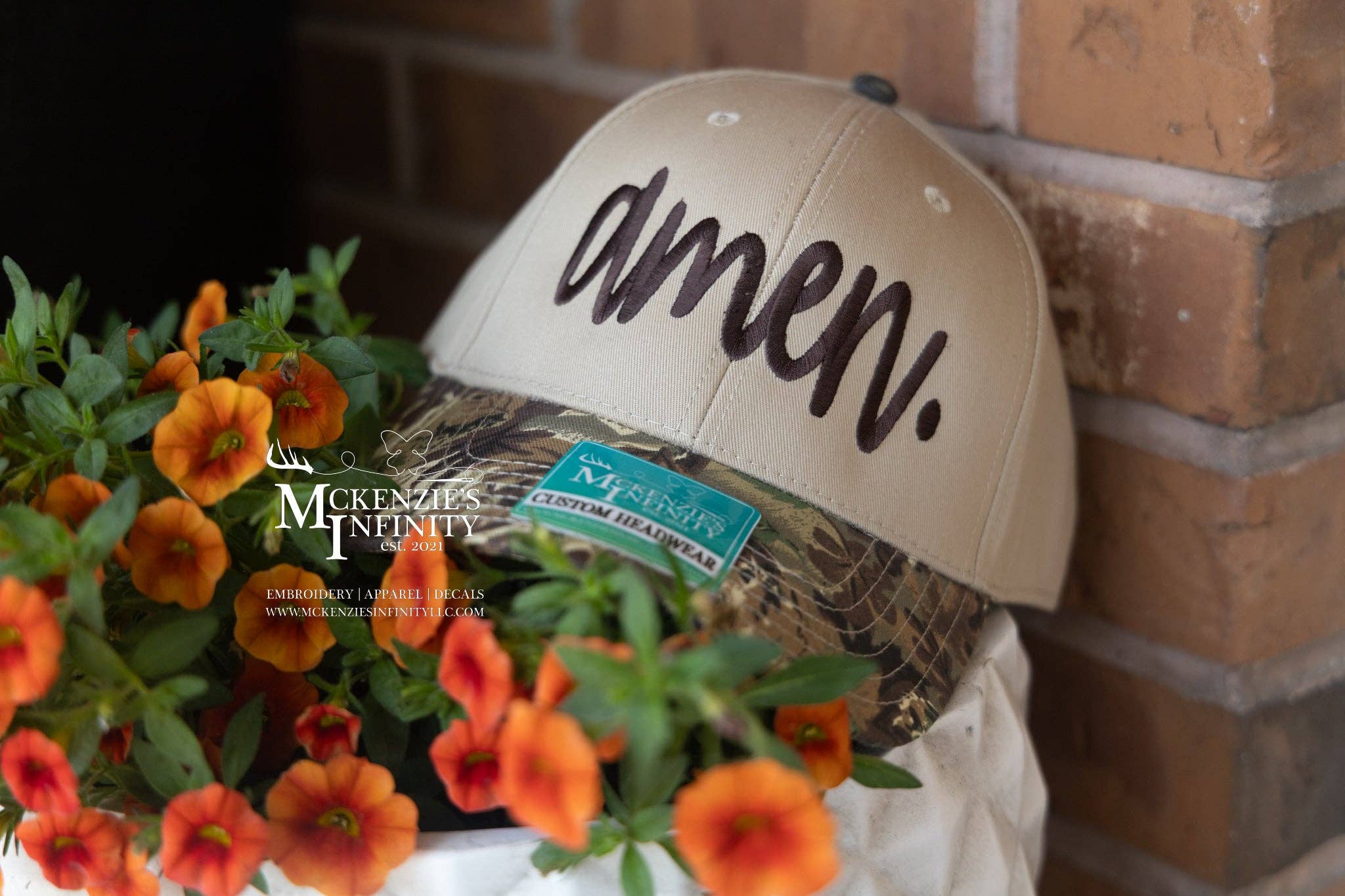 McKenzie’s Infinity LLC – Boné de beisebol - Mulher por atacado – Boné/Chapéu Camuflado Bicolor Bordado Amen1