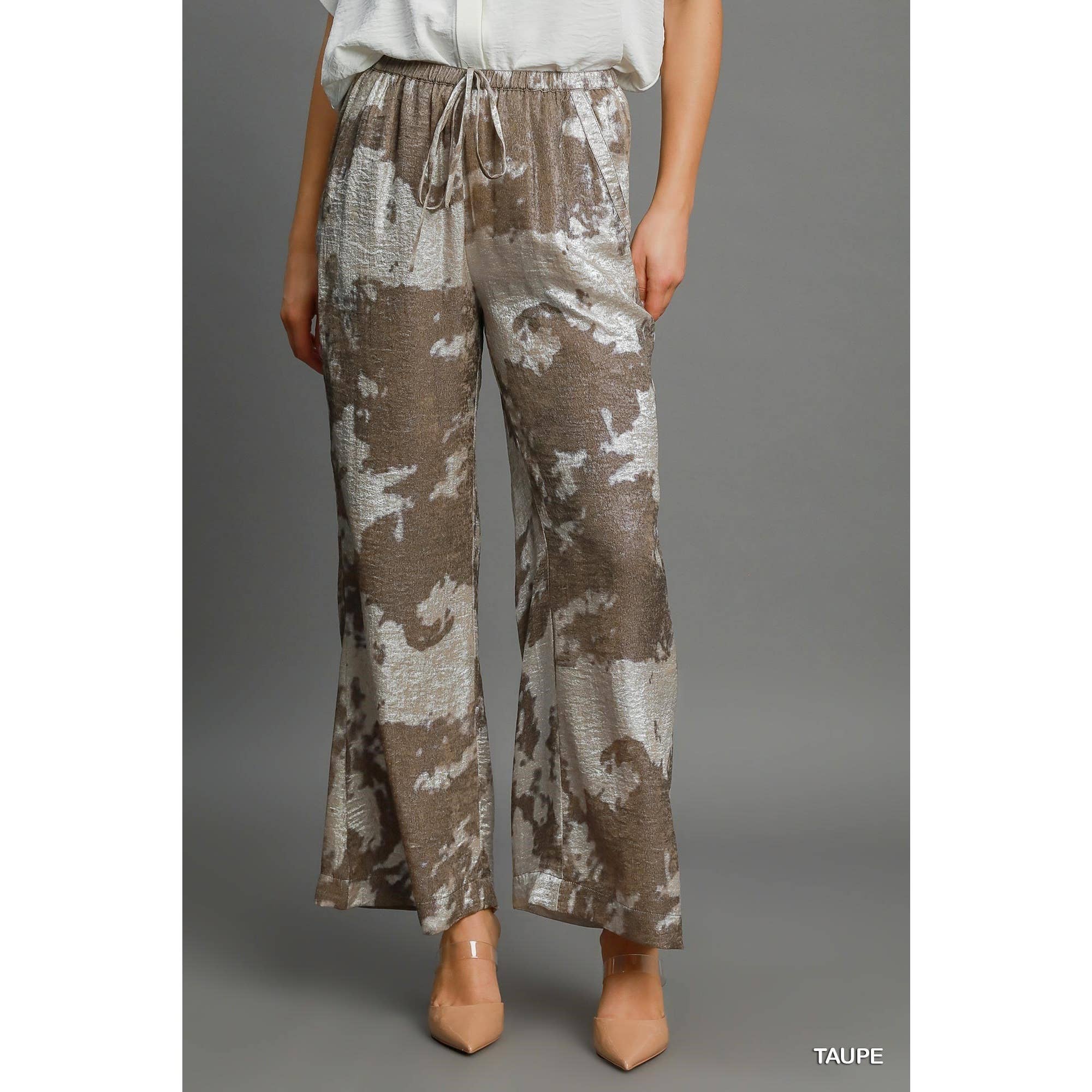 BNS - Wholesale Pants - Women's - Metallic Wide Leg Pants with Pockets n Drawstring10