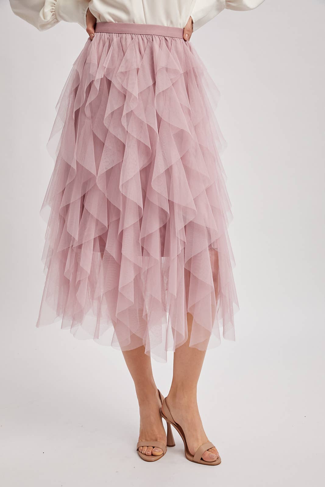 Bluivy - Wholesale Skirt - Women's - SPRIAL RUFFLED TULLE MIDI SKIRT12