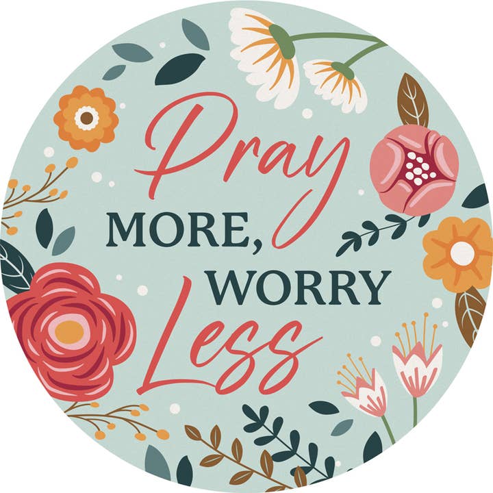 "Pray More" Round Car Coaster - Bulk for wholesale by Gift & Garden by Carson