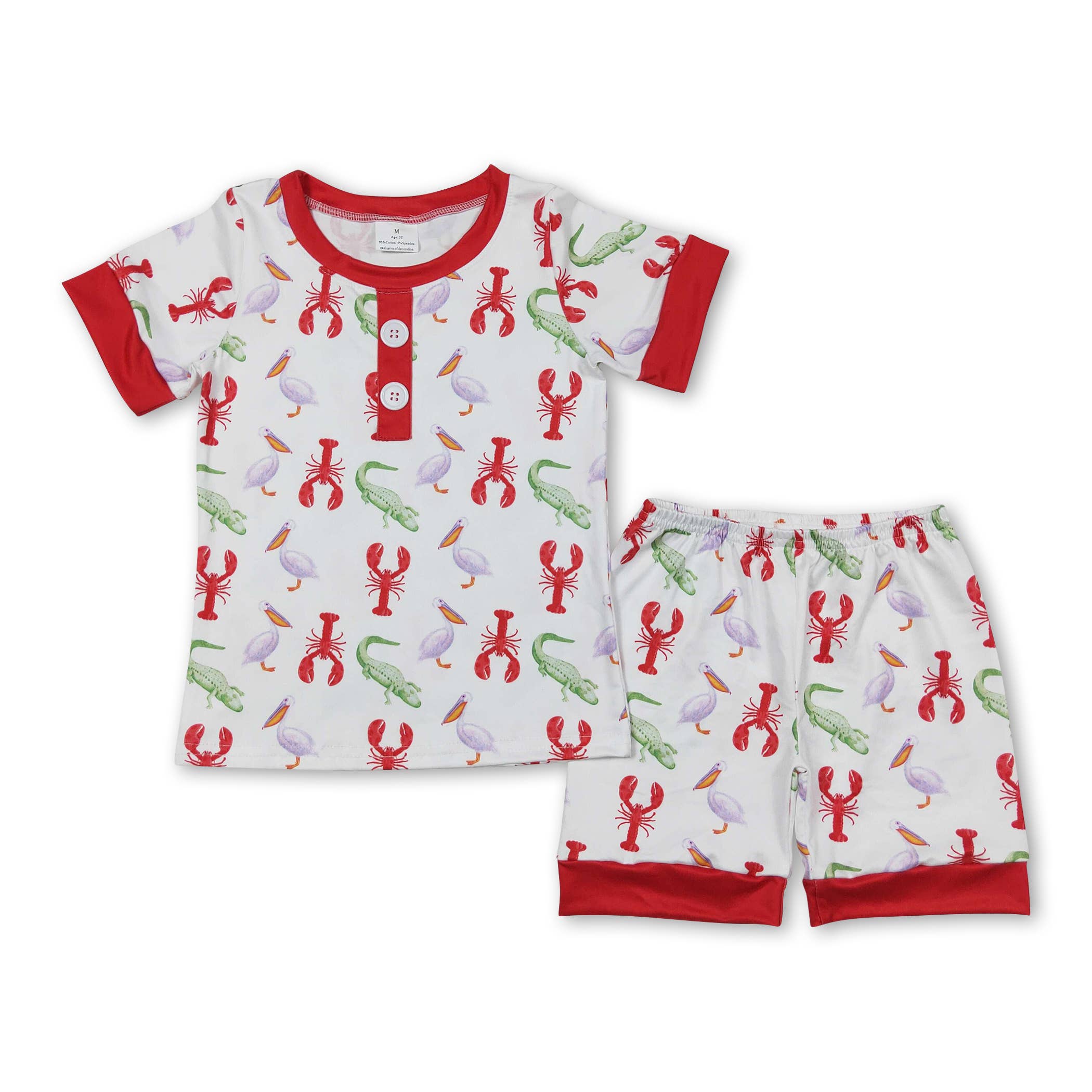Yawoo Garments - Vente Haut et bas de pyjama – enfant - Pyjama à manches courtes en crocodile écrevisse pour enfants0