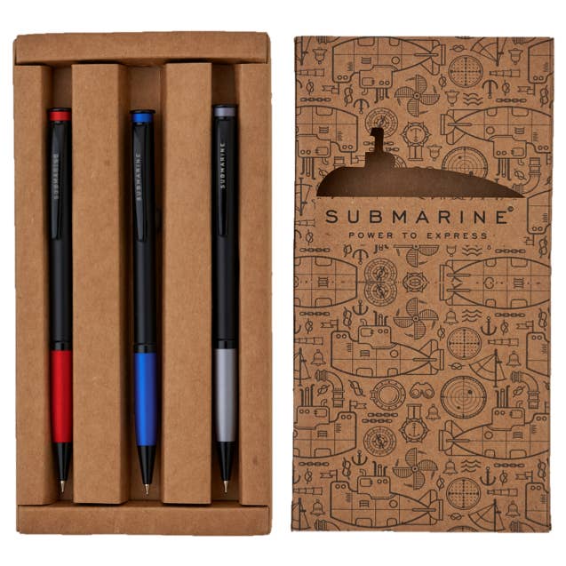 SUBMARINE 3pk Retractable Ballpoint Pen, Black Ink for wholesale by Submarine