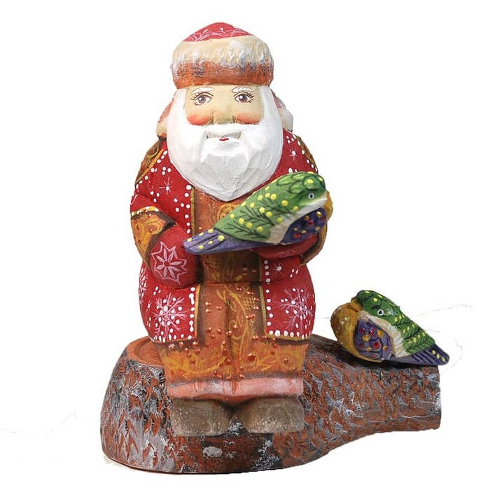 GSZ corporation DBA Gabriella's Gifts - Wholesale Christmas Decoration - Hand Carved Hand Painted Wooden Santa with birds