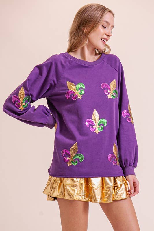 Vanilla Monkey – T-shirt gráfica - Mulher por atacado – Camisola de Lantejoulas Mardi Gras3