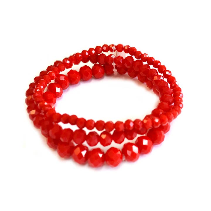 StarryNYC - Wholesale Jewelry Set - 3 Pcs Set Stackable Crystal Glass Beaded Stretch Bracelets4