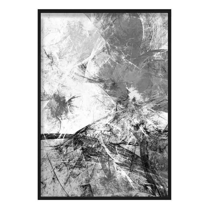 Poster Huile abstraite noire et grise 3 pour la vente par Artze Wall Art