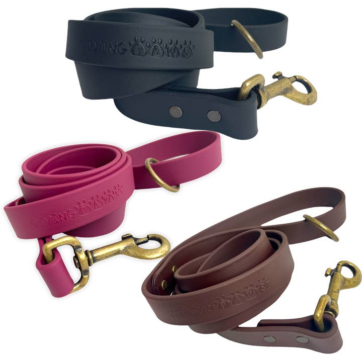 Giving Paws - Wholesale Pet Leash - Dog - Vegan Leather Leash DARK CHOCOLATE (5 ft)