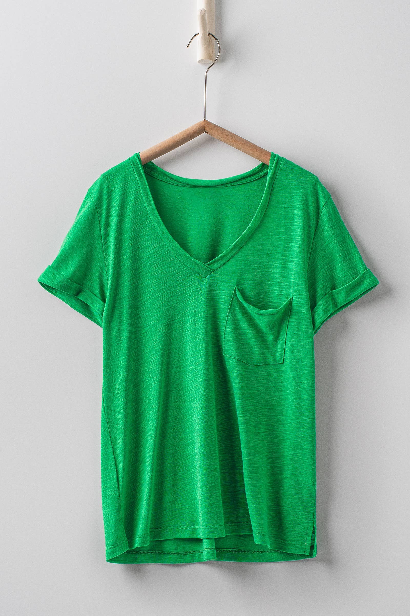 Urban Daizy - Wholesale T-Shirt - Women's - Rolled Sleeve V-Neck Pocket Tee43