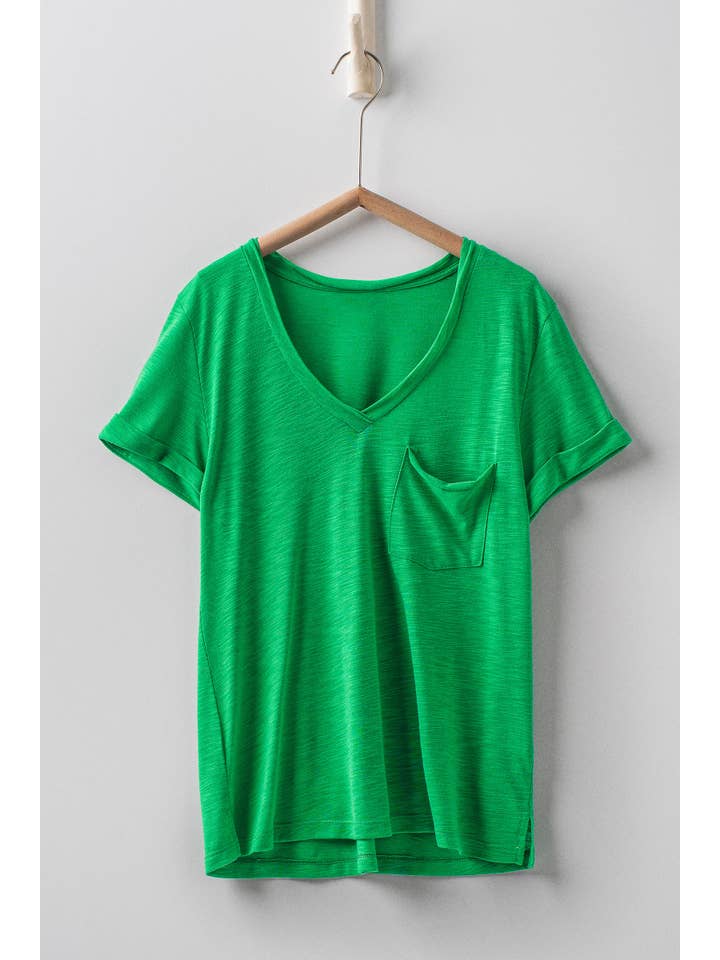 Urban Daizy - Wholesale T-Shirt - Women's - Rolled Sleeve V-Neck Pocket Tee43