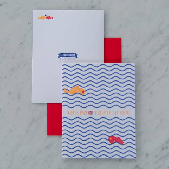 1107 - Slechts één vis in de zee voor mij, liefdeskaart, liefdeskaart voor wholesale door Farmwood Press