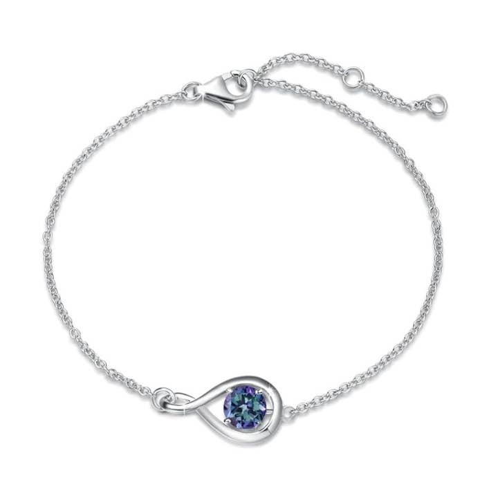 "Infinite Embrace" June Birthstone Alexandrite Stone Infinity Symbol Sterling Silver Bracelet for wholesale by Fanci Me Jewelry