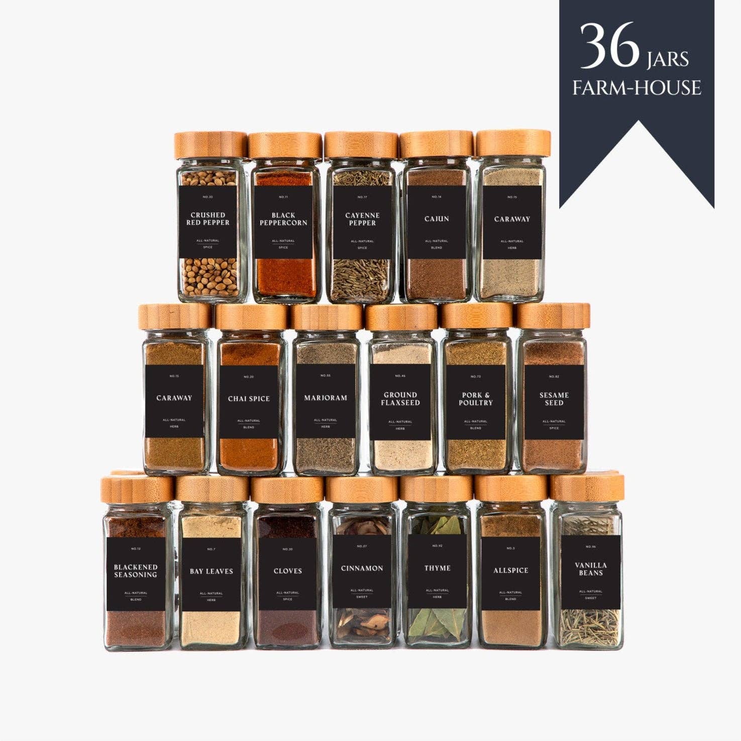 Finessy - Wholesale Jar - SPICE JARS WITH LABEL BAMBOO LID10